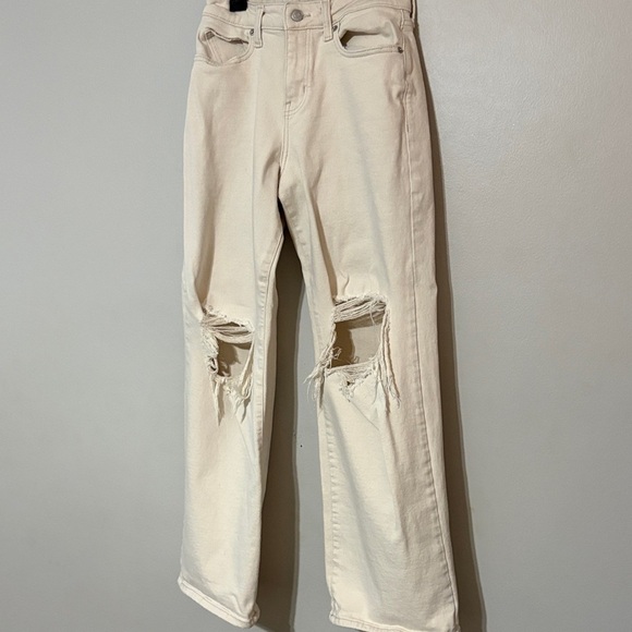 Wild Fable Beige Distressed Straight Leg Jeans - Picture 1 of 12